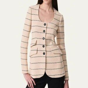 Rag & Bone Roslyn Stripe Tweed Scoop Neck Blazer Jacket Women's Size 12 Cream